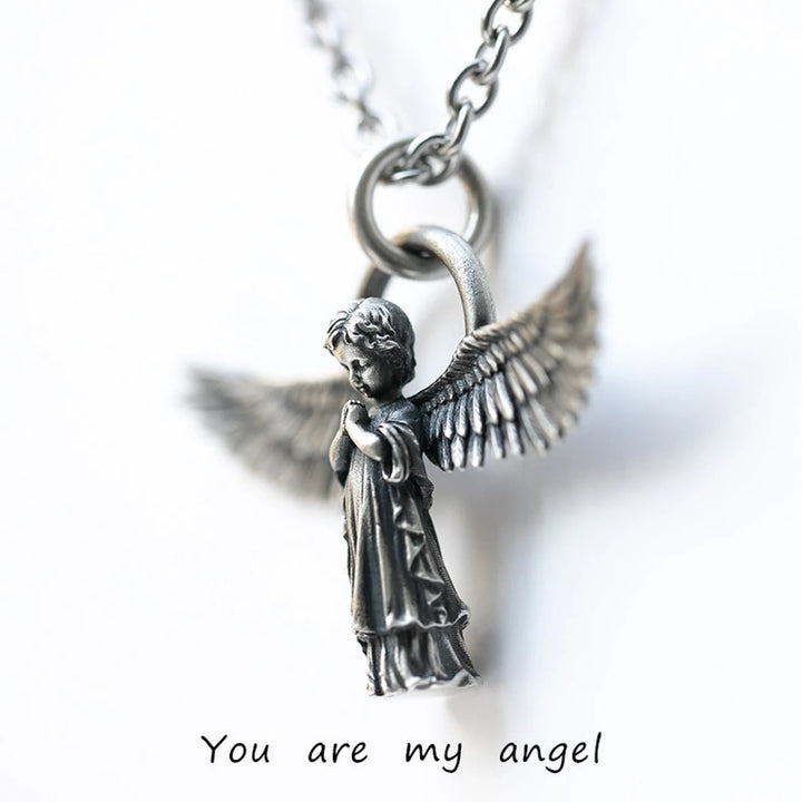 Spread-winged Praying Angel Protection Necklace