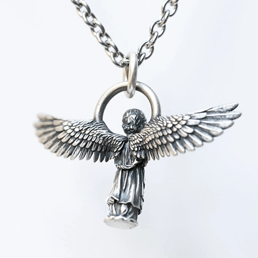 Spread-winged Praying Angel Protection Necklace