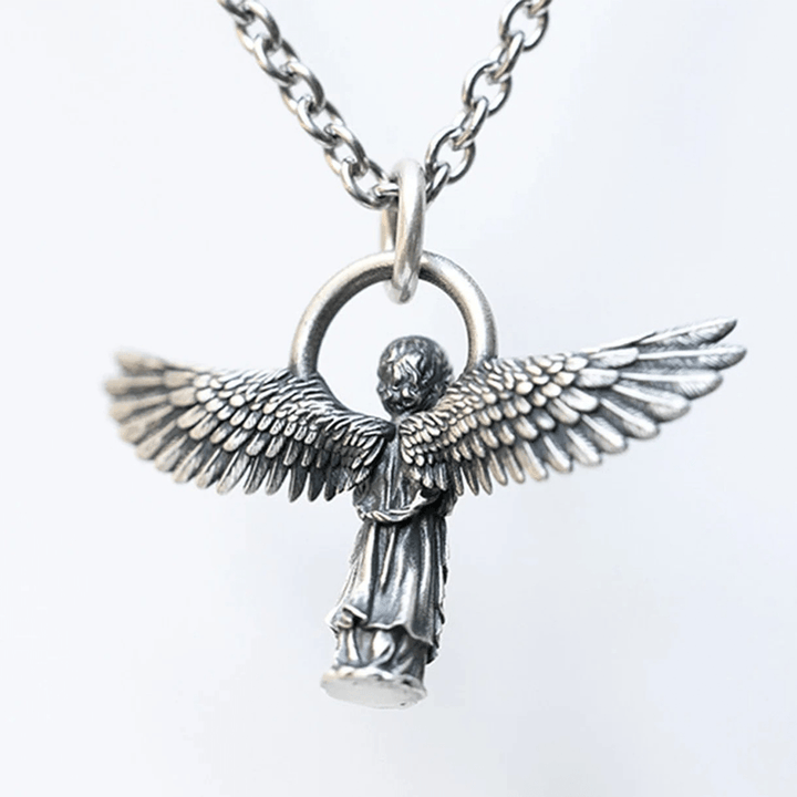 Spread-winged Praying Angel Protection Necklace