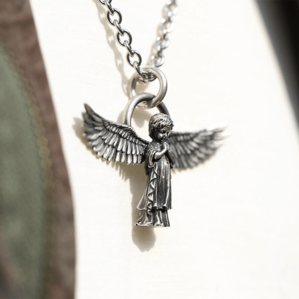 Spread-winged Praying Angel Protection Necklace