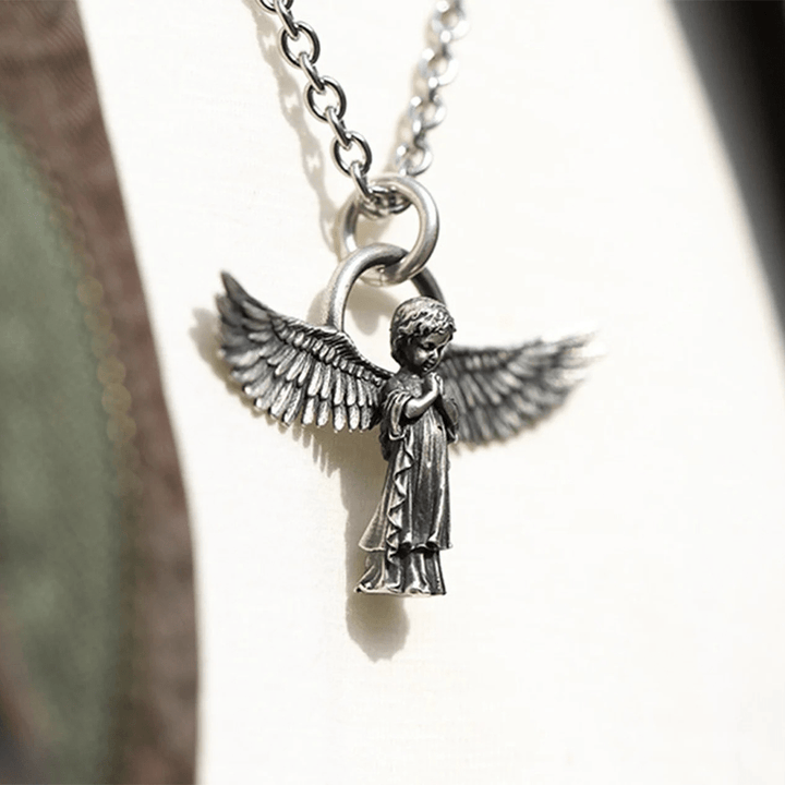 Spread-winged Praying Angel Protection Necklace