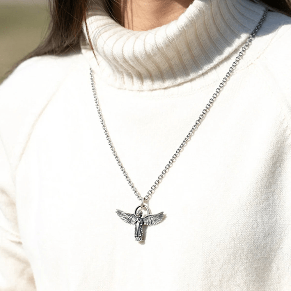 Spread-winged Praying Angel Protection Necklace