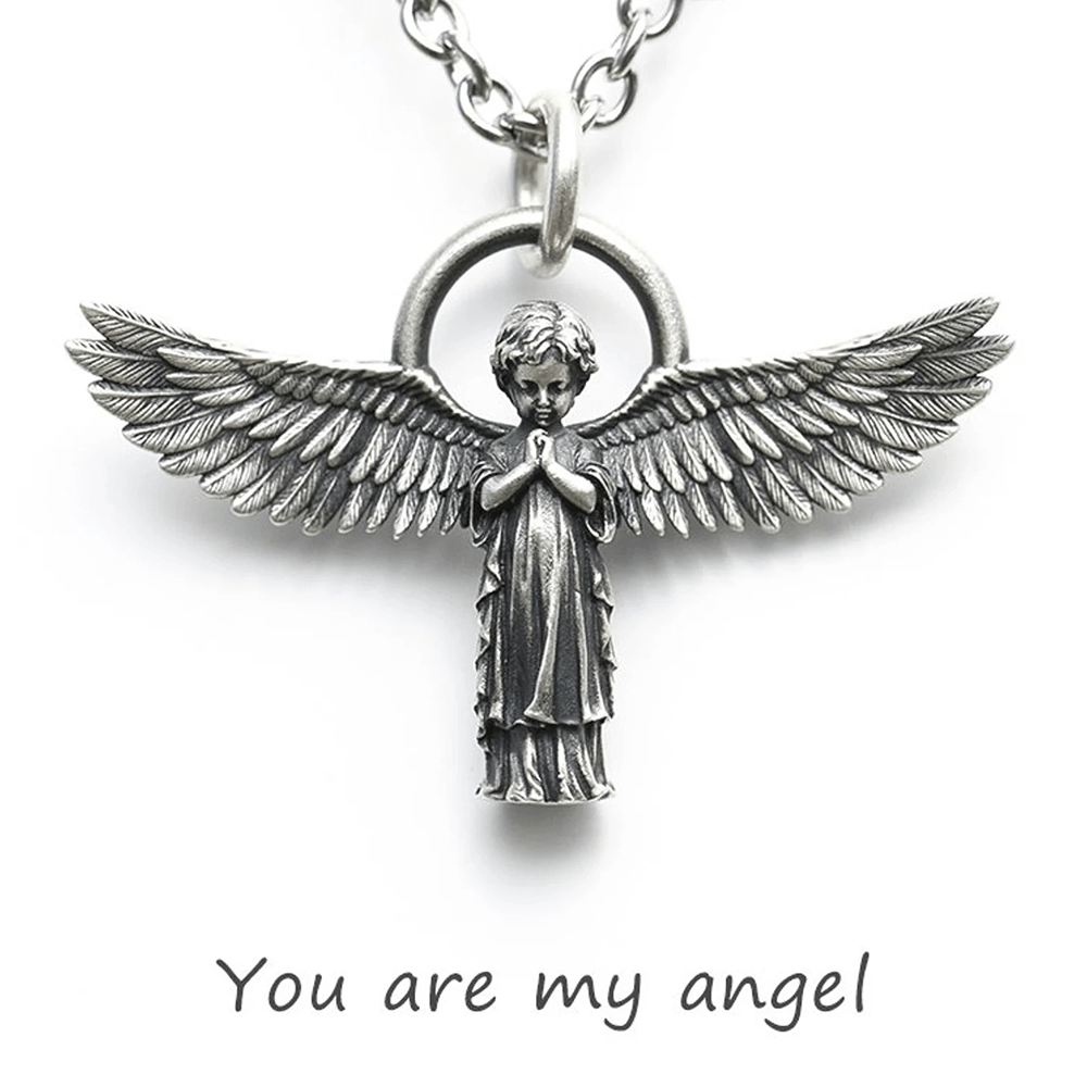 Spread-winged Praying Angel Protection Necklace