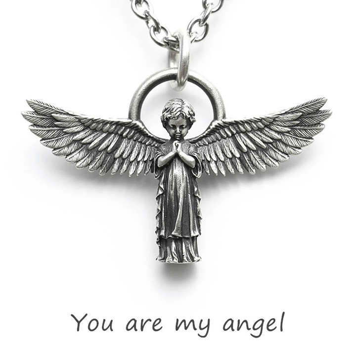 Spread-winged Praying Angel Protection Necklace