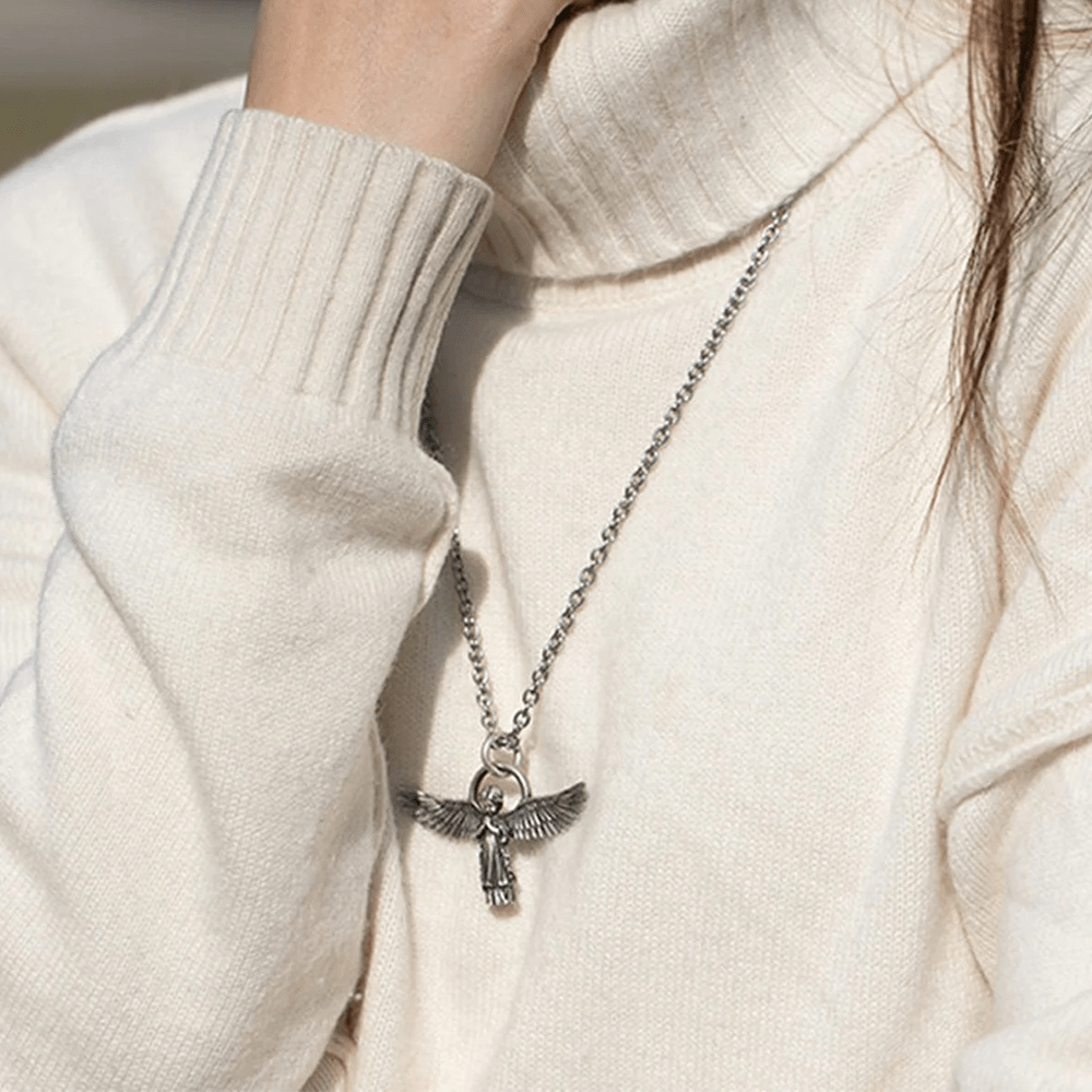 Spread-winged Praying Angel Protection Necklace
