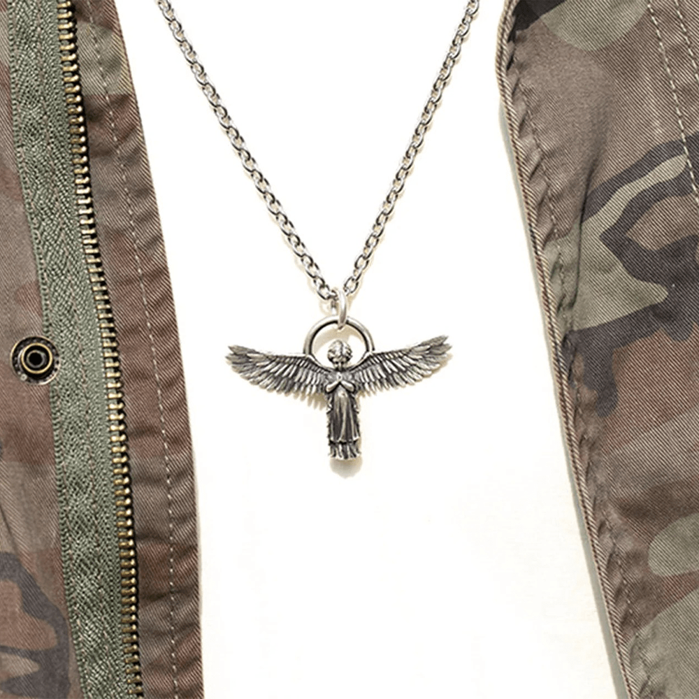 Spread-winged Praying Angel Protection Necklace