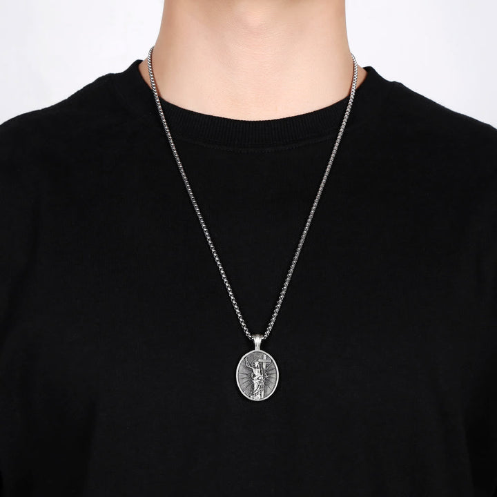Risen Jesus Medallion Christian Religious Necklace
