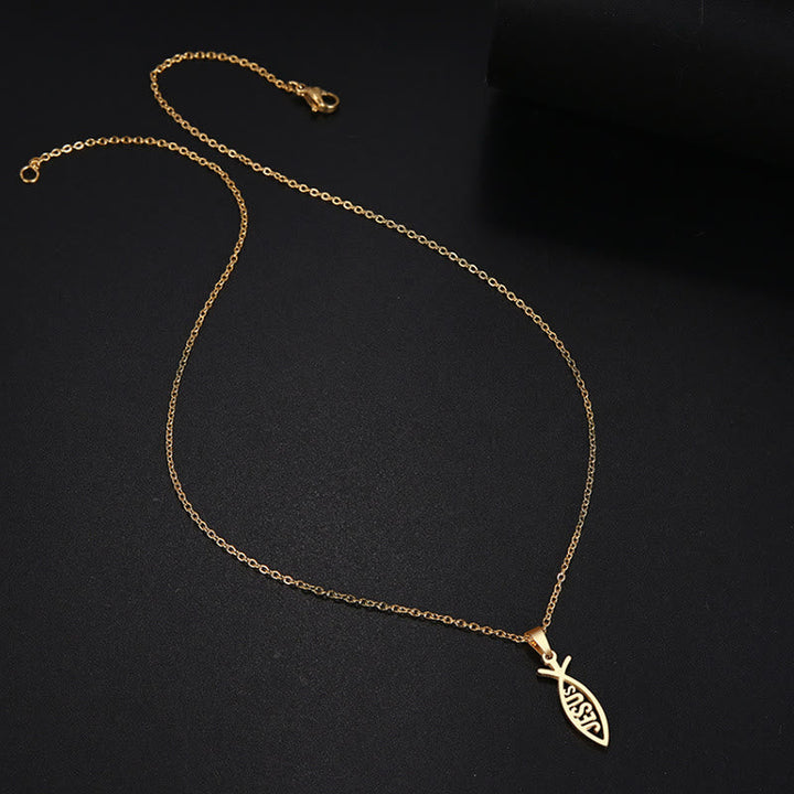 Chain Jesus Fish Shape Necklace