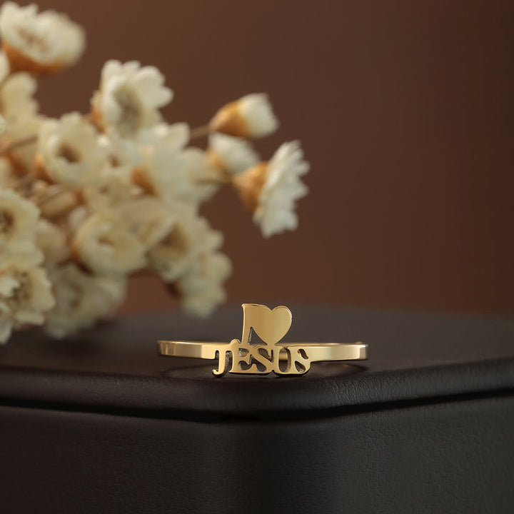 "I Love Jesus" Christian Faith Minimalism Ring