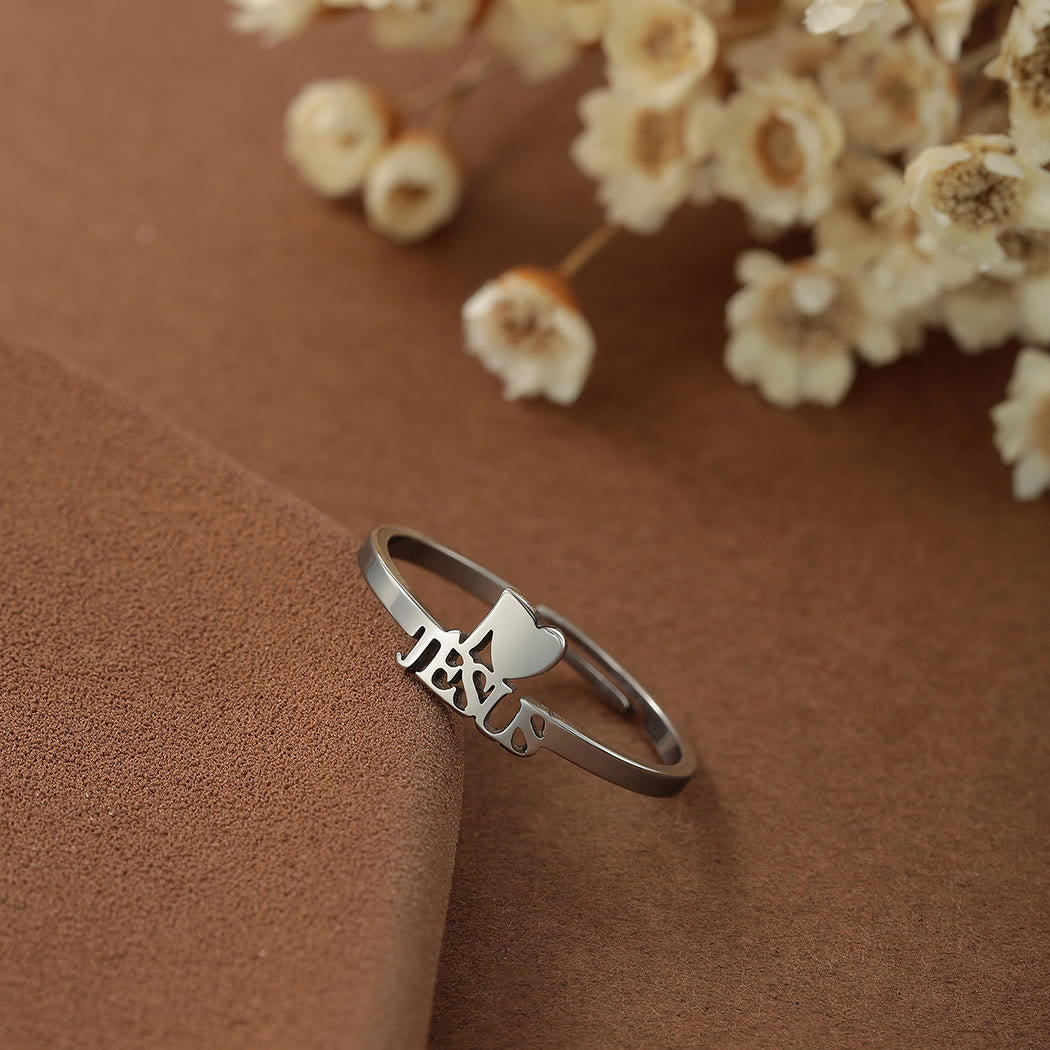 "I Love Jesus" Christian Faith Minimalism Ring