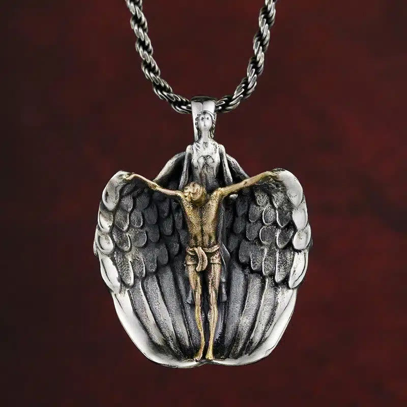 Holy Jesus Redeeming Angel Prayer Religious Necklace