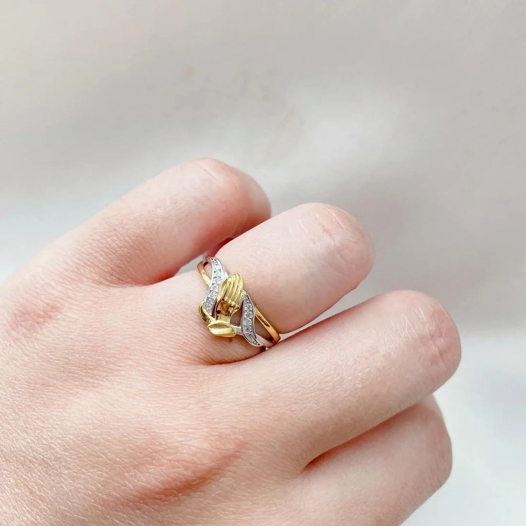 Praying Hands Gold & Silver Ring