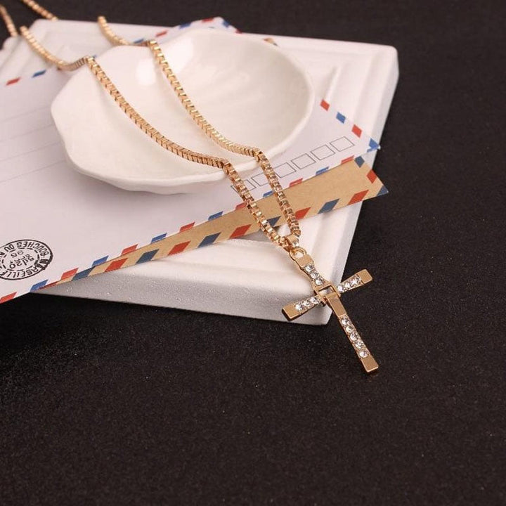 Jewelry Cross Crystal Pendant Chain Necklace