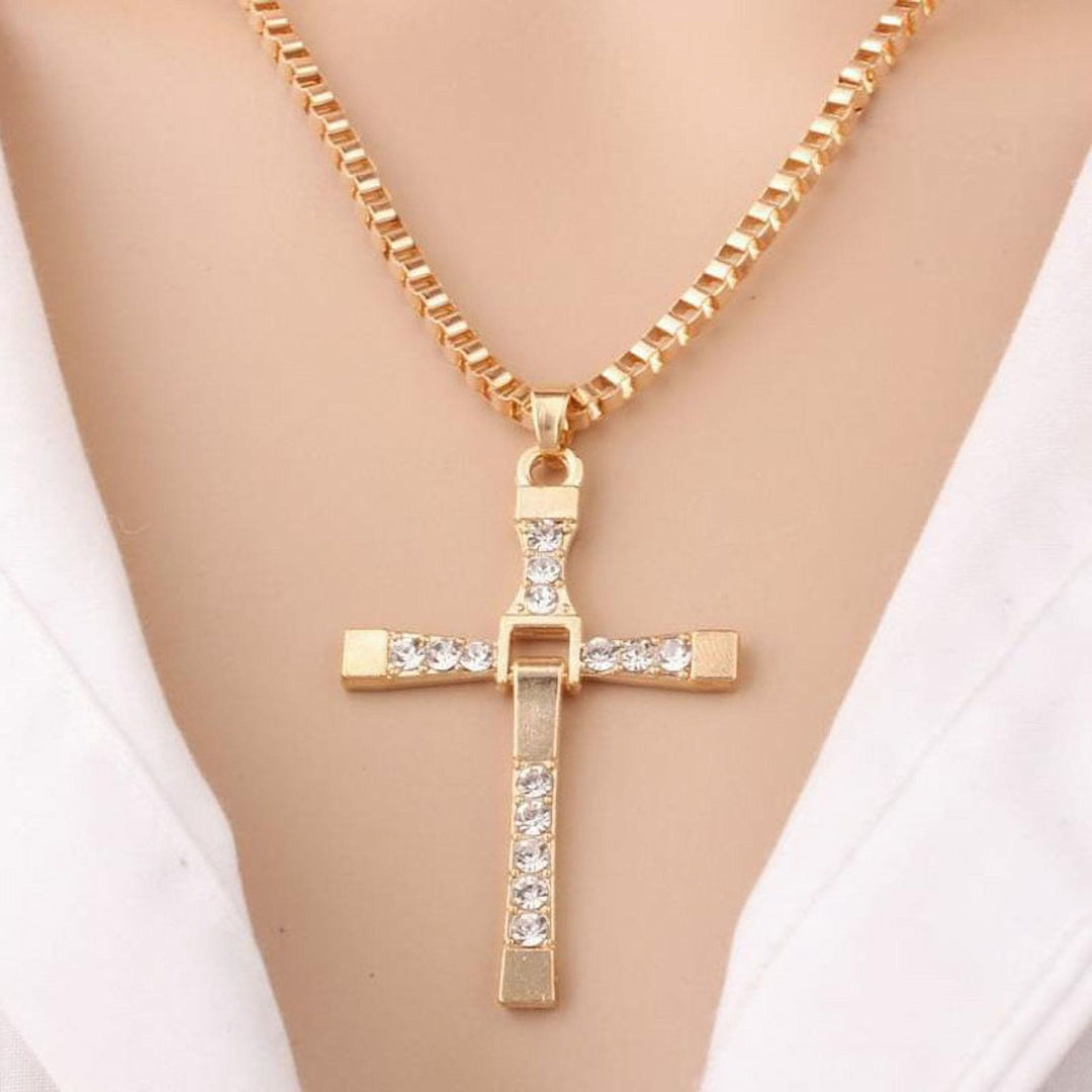 Jewelry Cross Crystal Pendant Chain Necklace