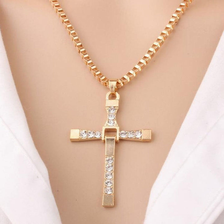 Jewelry Cross Crystal Pendant Chain Necklace