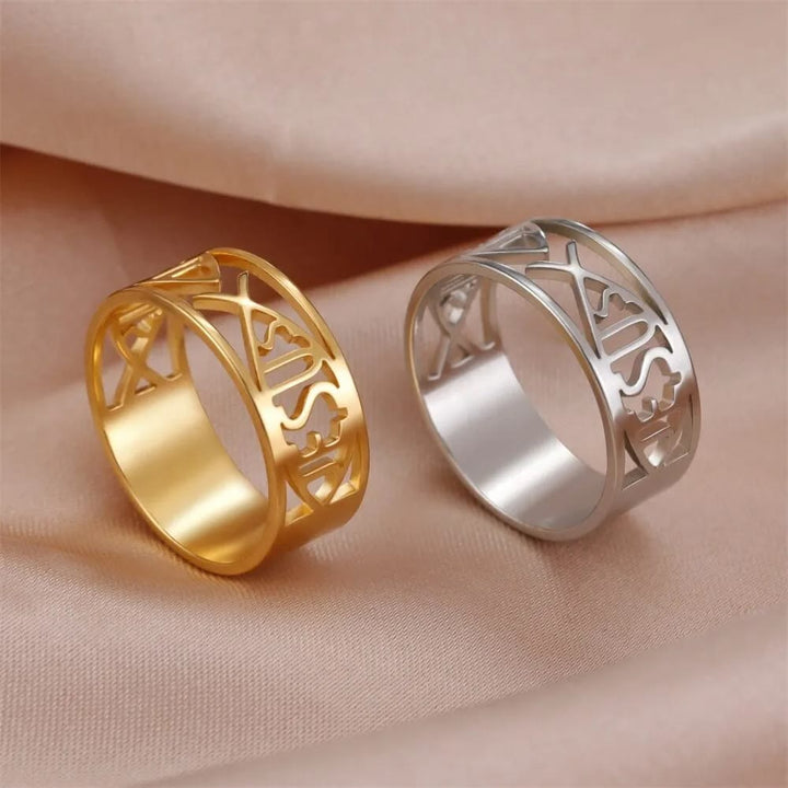 Jesus Fish Skeleton Titanium Religion Ring