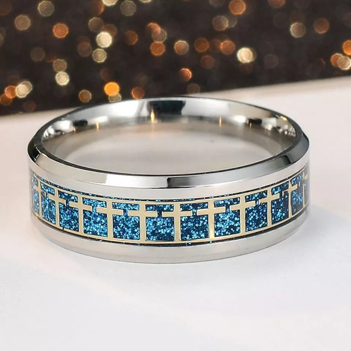 Shinny Jesus Cross Ring Religious Band Jewelry
