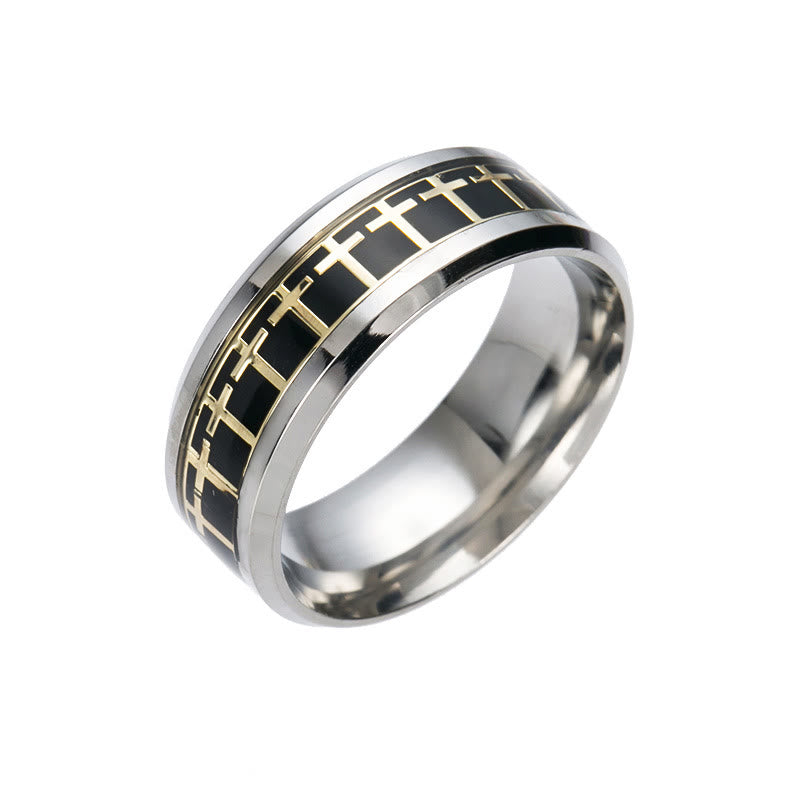 Shinny Jesus Cross Ring Religious Band Jewelry