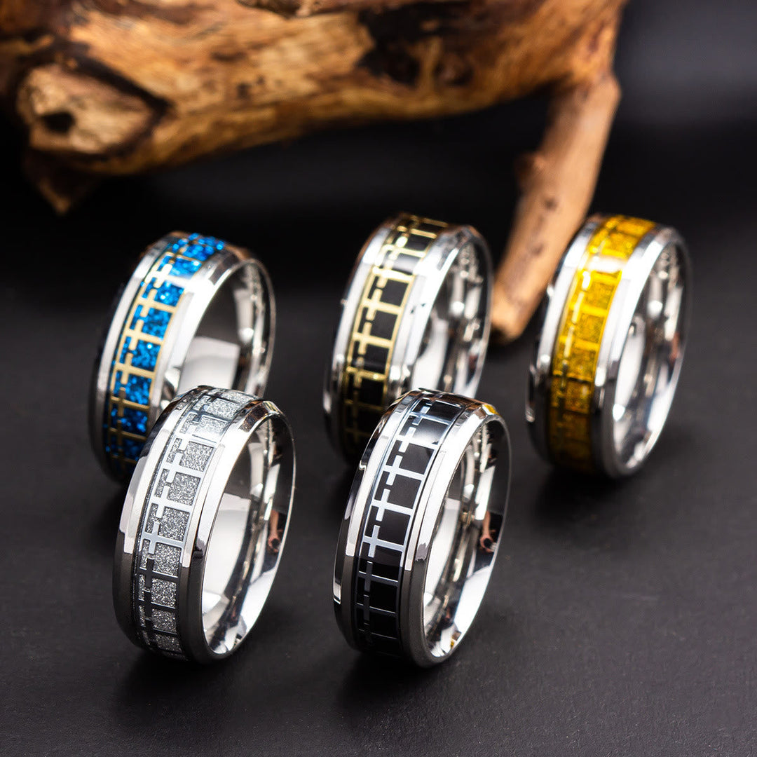 Shinny Jesus Cross Ring Religious Band Jewelry