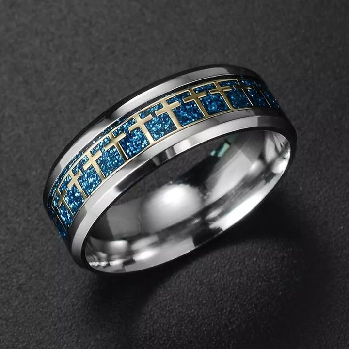 Shinny Jesus Cross Ring Religious Band Jewelry