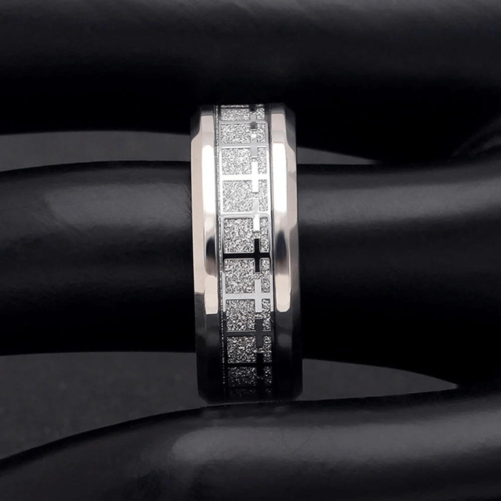 Shinny Jesus Cross Ring Religious Band Jewelry