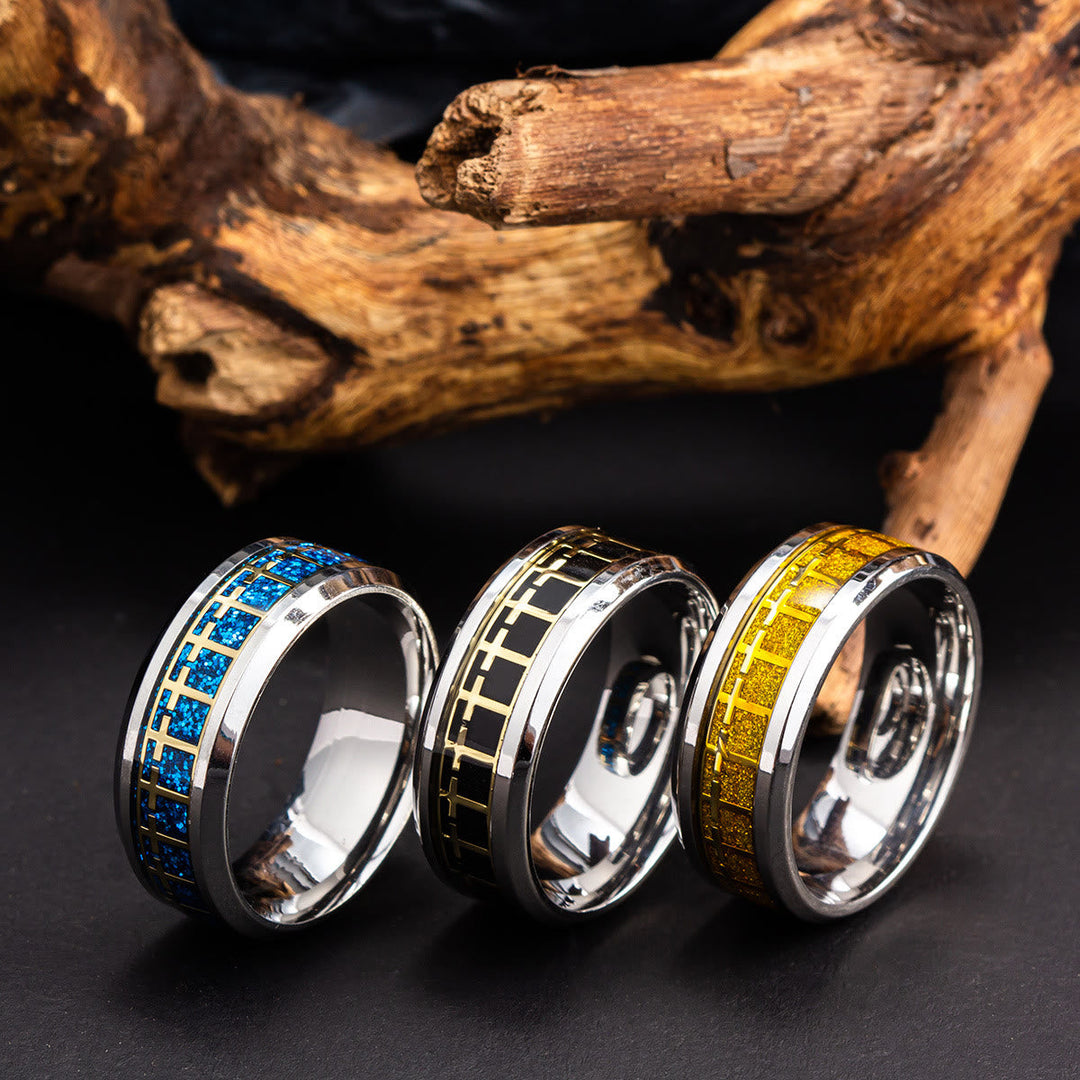 Shinny Jesus Cross Ring Religious Band Jewelry