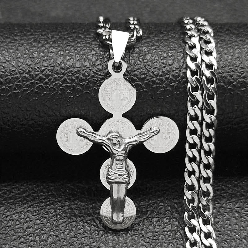 Medal Of St. Benedict Cross Pendant Necklace
