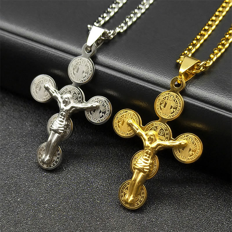 Medal Of St. Benedict Cross Pendant Necklace