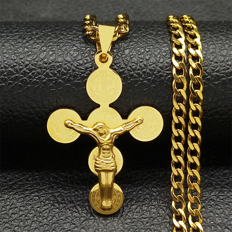 Medal Of St. Benedict Cross Pendant Necklace