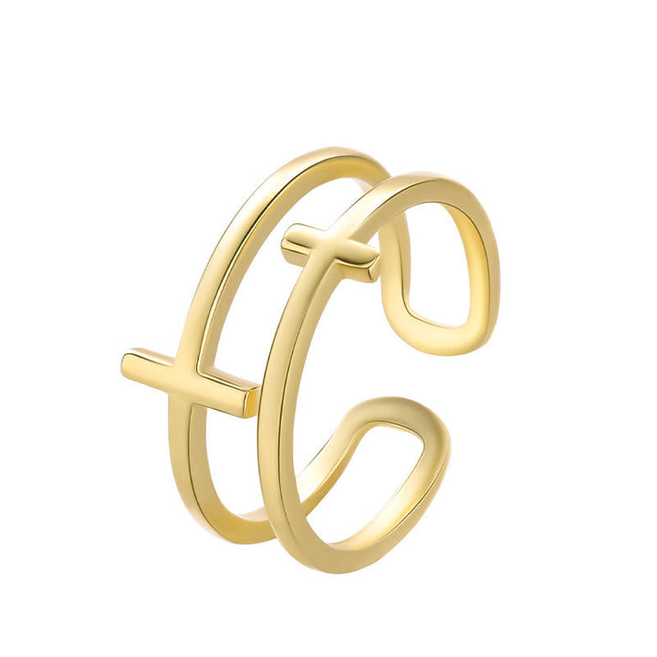 Double Cross Minimalist Ring