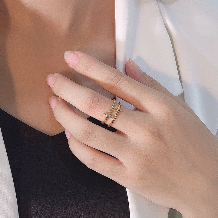 Double Cross Minimalist Ring