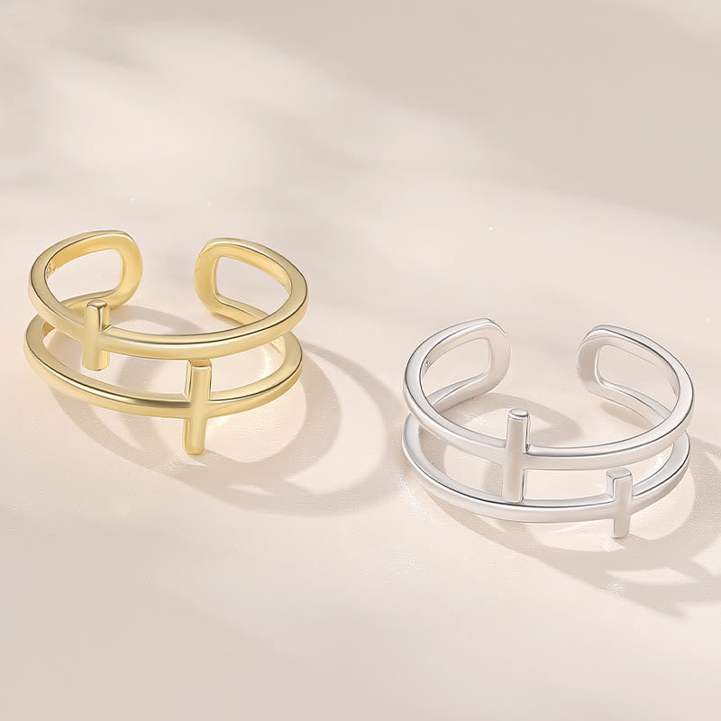 Double Cross Minimalist Ring