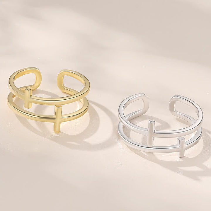 Double Cross Minimalist Ring
