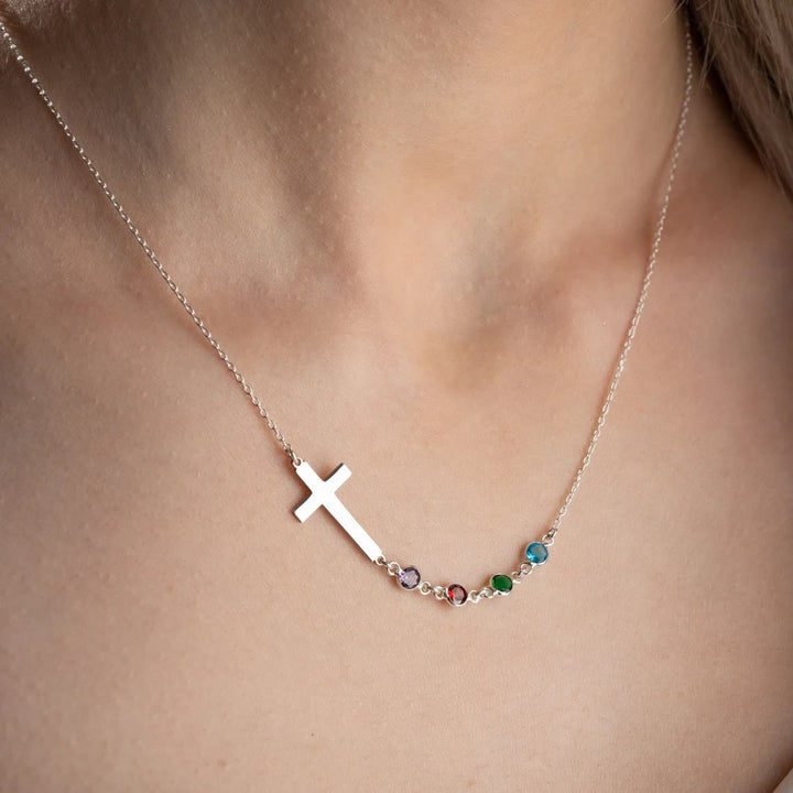 Biblical Birthstone Cross Necklace Religion Jewelry Gift