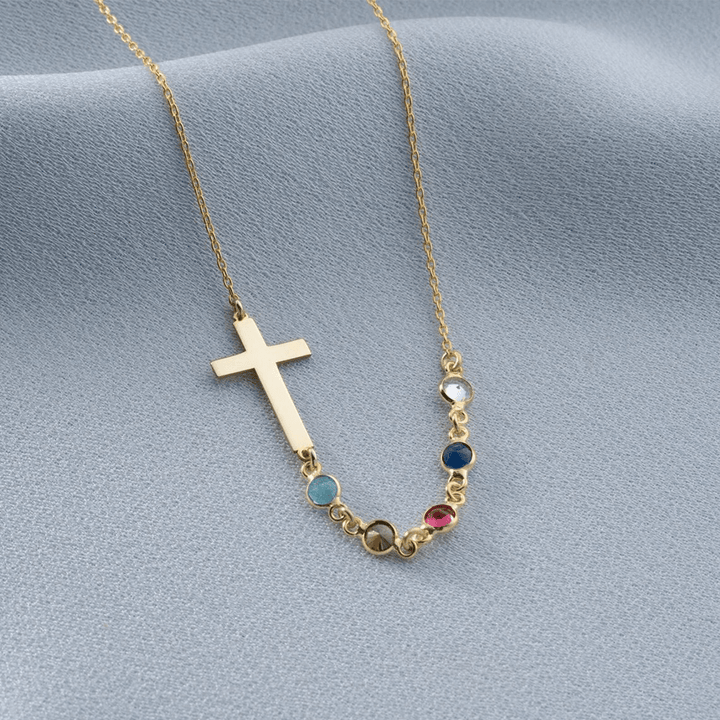 Biblical Birthstone Cross Necklace Religion Jewelry Gift