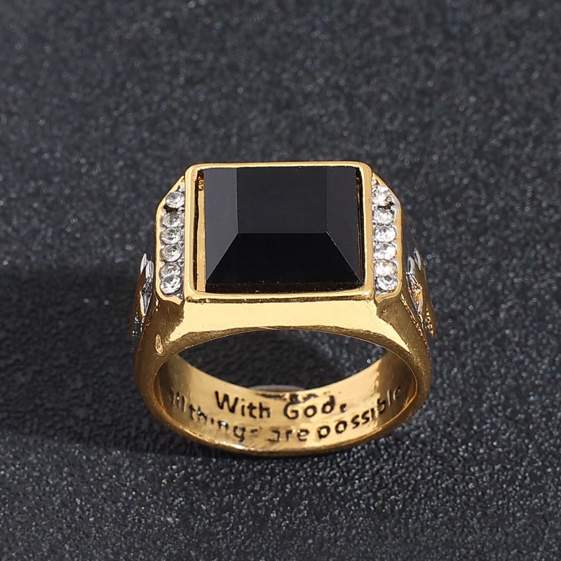 Faith Two Tone Plated Cross Ring - With God All Things Are Possible