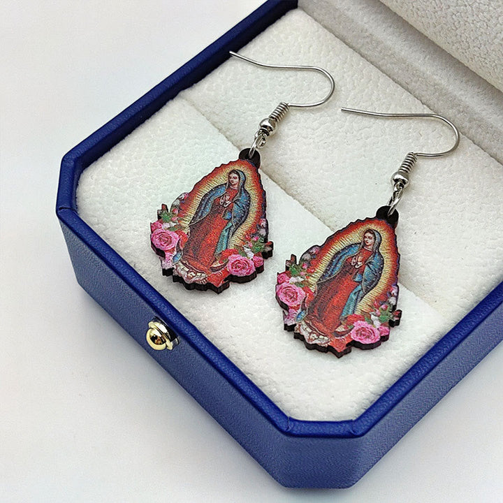 Our Lady Of Guadalupe Virgin Mary Colorful Earrings VIP