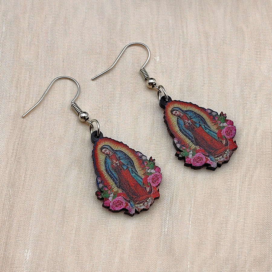 Our Lady Of Guadalupe Virgin Mary Colorful Earrings VIP