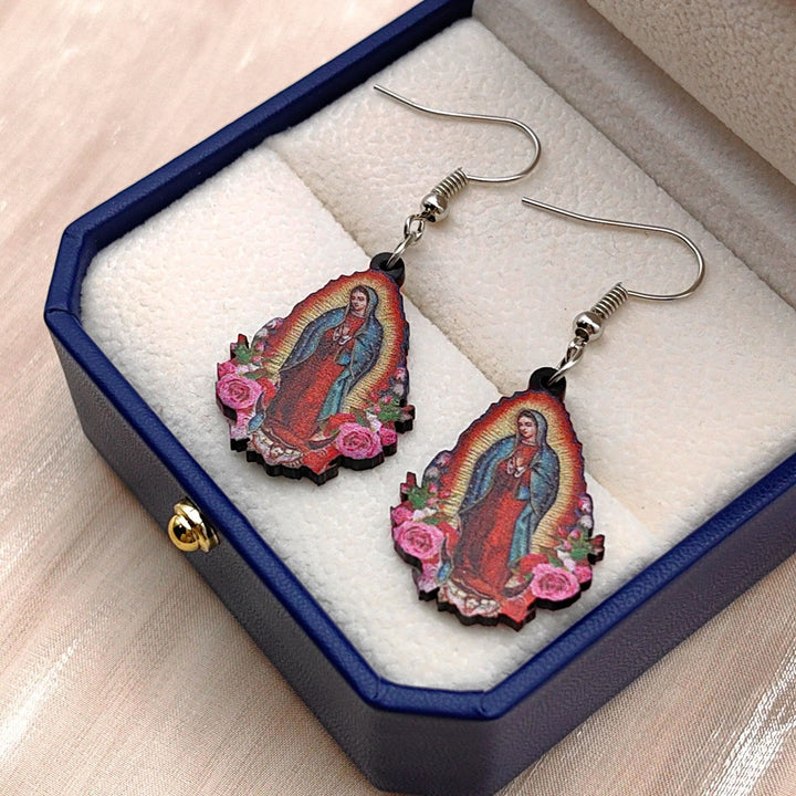 Our Lady Of Guadalupe Virgin Mary Colorful Earrings VIP