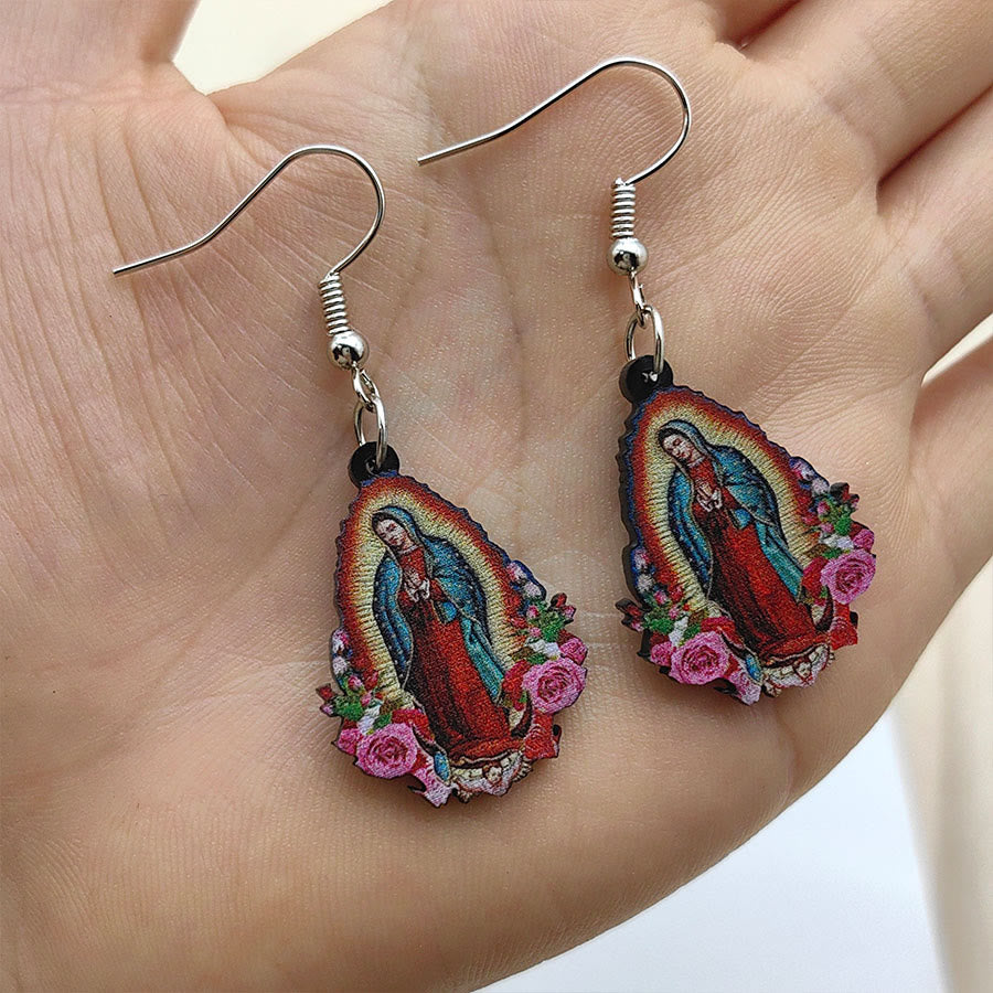 Our Lady Of Guadalupe Virgin Mary Colorful Earrings VIP