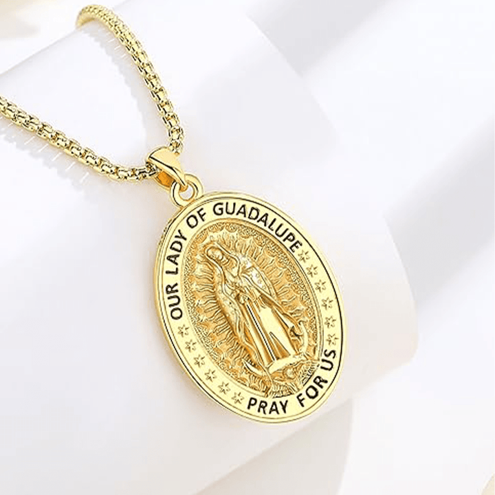 Virgin Mary Religious Stainless Steel Pendant Necklace