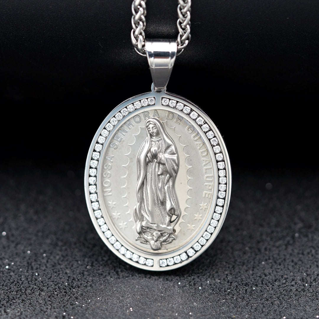 Virgin Mary Religious Stainless Steel Pendant Necklace