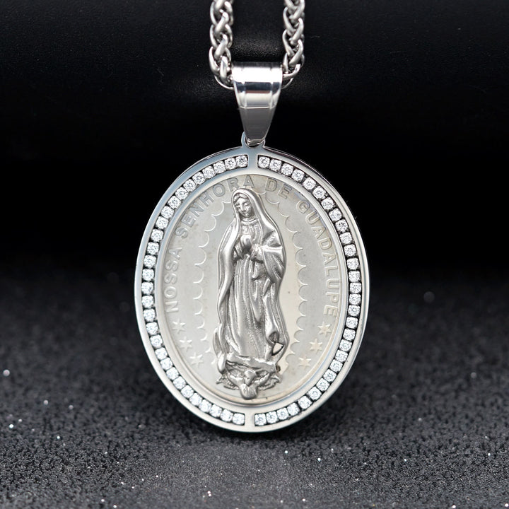 Virgin Mary Religious Stainless Steel Pendant Necklace