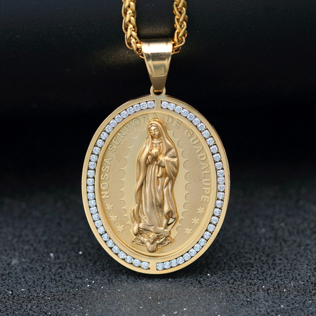 Virgin Mary Religious Stainless Steel Pendant Necklace