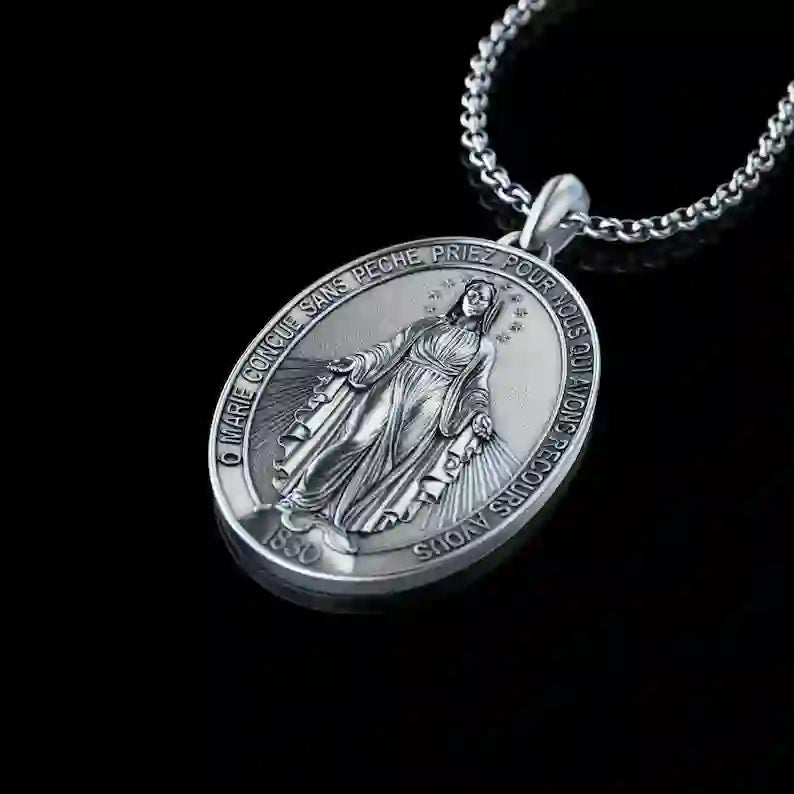 Crafted Silver Maria Pendant Necklace Religion Jewelry