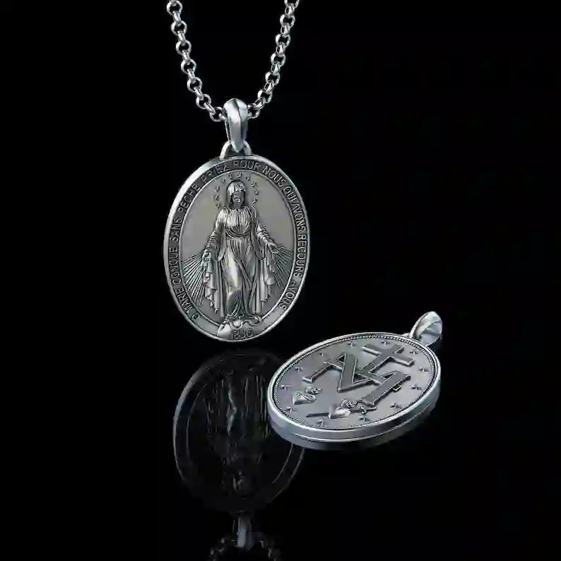 Crafted Silver Maria Pendant Necklace Religion Jewelry