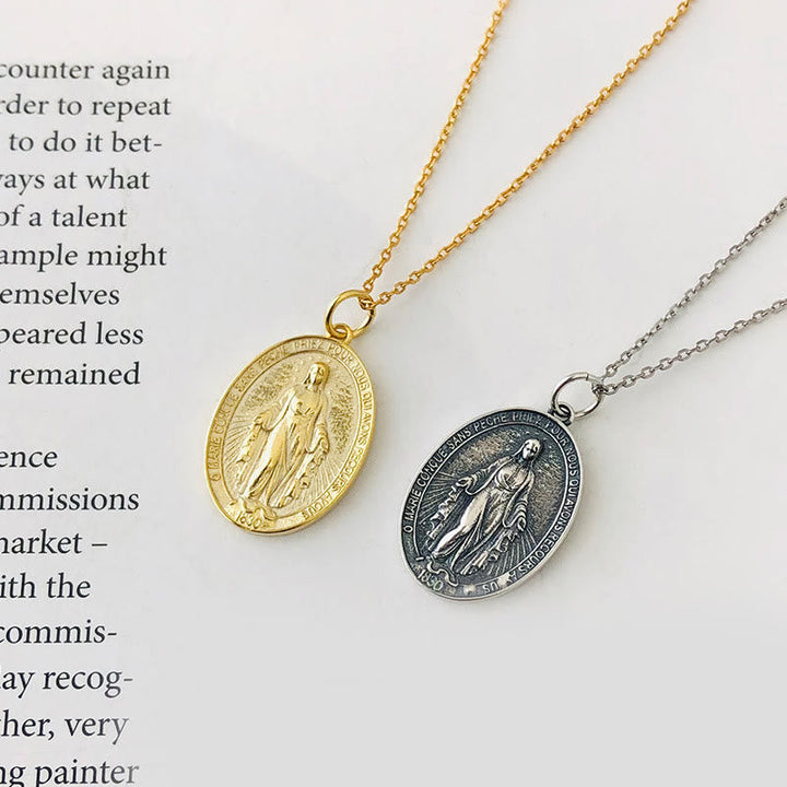 Crafted Silver Maria Pendant Necklace Religion Jewelry