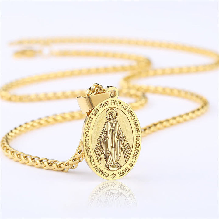 Miraculous Mary Pendant Religion Necklace