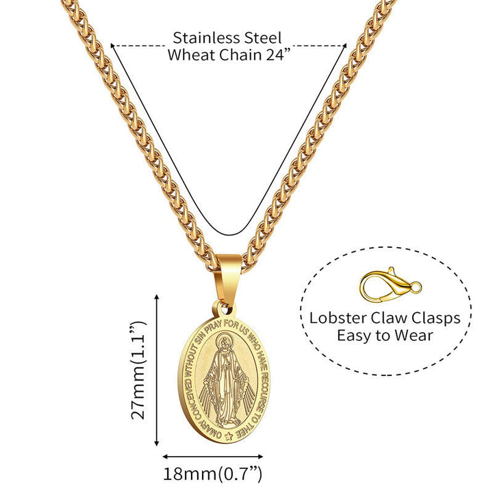Miraculous Mary Pendant Religion Necklace