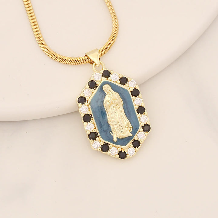 Exquisite Blessed Mary Micro-inlaid Zircon Necklace